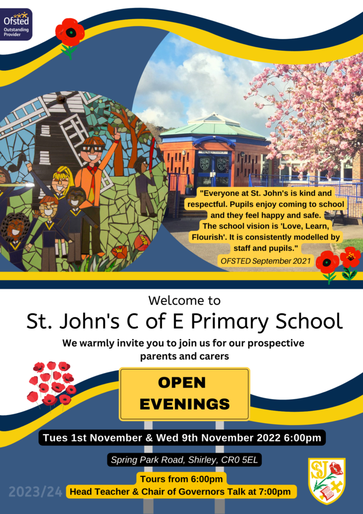 2022 St John's C of E Open Evenings Poster